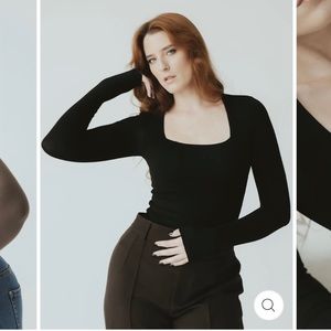 Klassy Network Square Neck Long Sleeve Brami in Black, Size Large